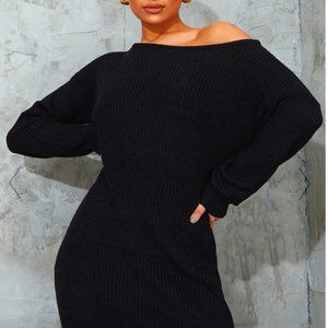 Black Off The Shoulder Sweater Dress - Brand New - Never Worn - Size M